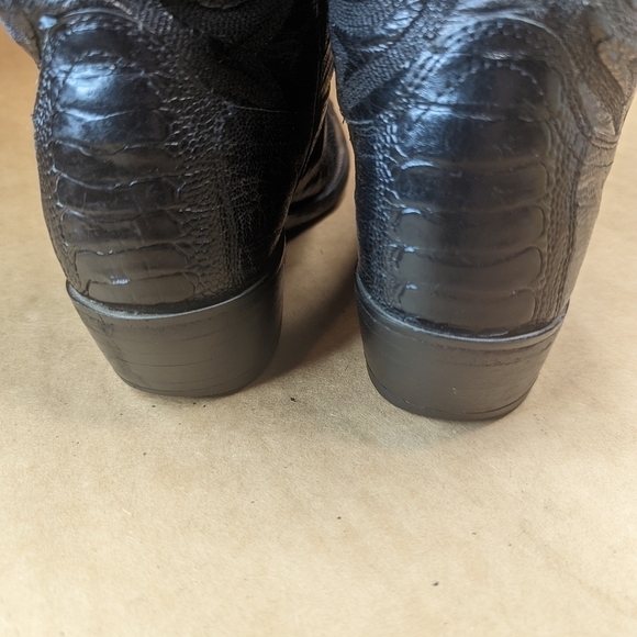 Dan Post boots men's size 7D black Exotic Full Ostrich Leg Western cowboy boots. - Picture 8 of 11